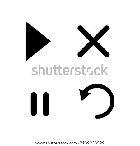 Media Player Control Buttons Set Play Stock Vector
