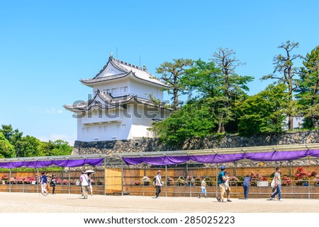 NAGOYA, JAPAN - MAY 31, 2015 : Flower Festival Booth Near Nagoya Castle. Flower Festival is Frequently Seen in Shrine and Castle Ground in Japan
