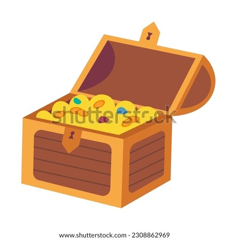 Treasure chest isolated on white background. Vector illustration