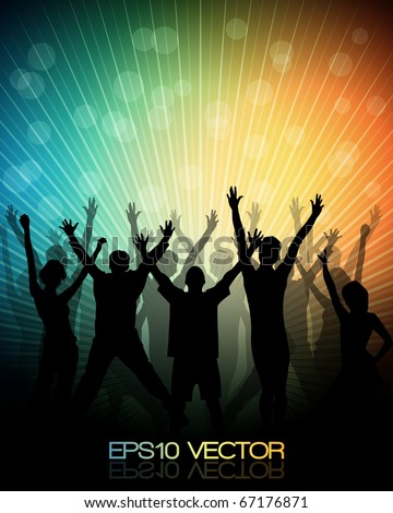 EPS10 Party People Vector Background - Dancing Young People.