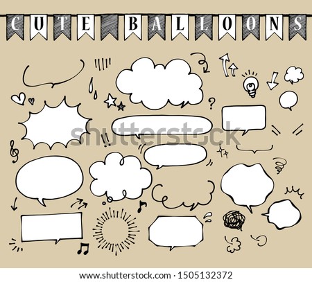 
Marker hand-drawn style speech bubble set (white)