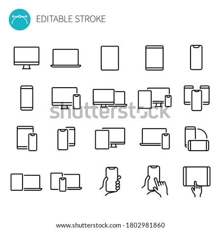 Line Icon Set for Digital Devices