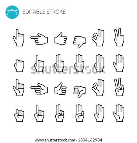 Hand Signs Line Icon Set