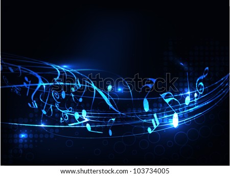 Music Notes Wave Line For Design Use, Vector Illustration - 103734005 ...