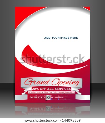 Vector Grand Opening Brochure, Flyer, Magazine Cover & Poster Template