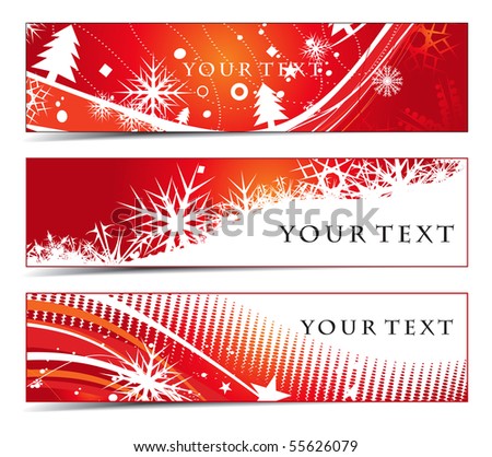 Abstract Banners On Christmas Themes, Multi-Colored, Vector ...