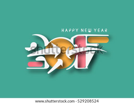 Happy New Year 2017 Text Design Vector Illustration - 529208524