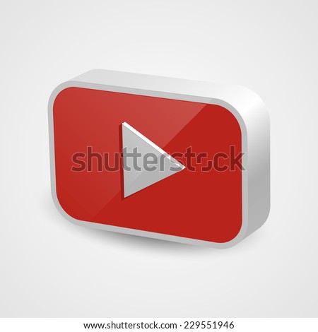 Red play button. Isolated on white background. Vector illustration, eps 10.