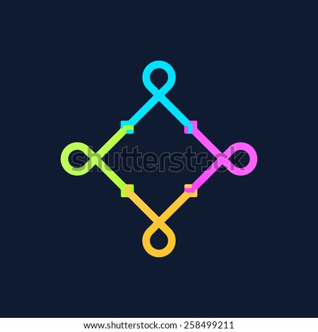 Team work logo template. Concept of community friendship, unity. Isolated on black background. Vector illustration, eps 8.
