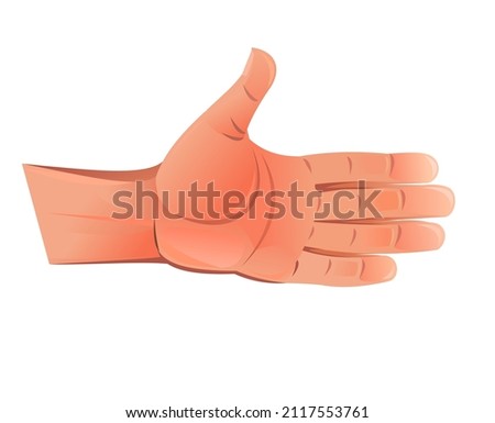 Palm of hand extended for handshake. Object isolated on white background. Funny cartoon style. Vector.
