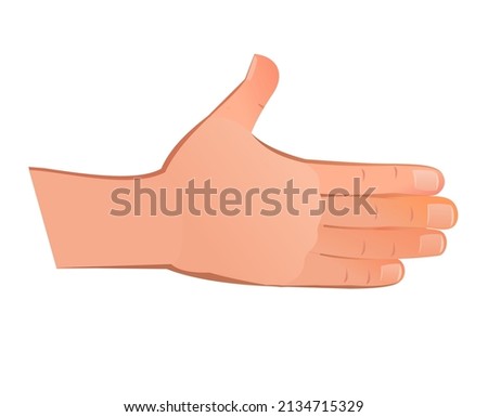 Hand extended for handshake. Object isolated on white background. Funny cartoon style. Vector.