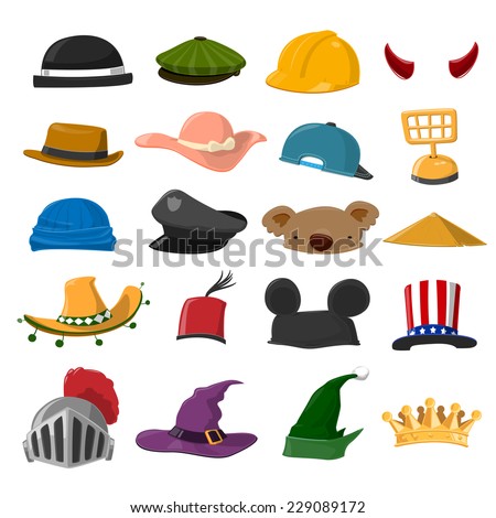 Funny Cartoon Hat Set - Vector Illustration - 229089172 : Shutterstock