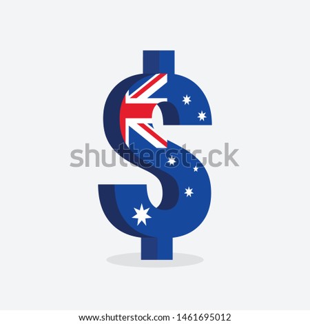 Australian Dollar Currency Symbol with Flag of Australia