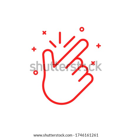 thin line snap icon. concept of popular funny symbol to make flicking fingers, meaning everything is easy, fine, eureka, no problem. graphic design arm of human. red simple sign on white background