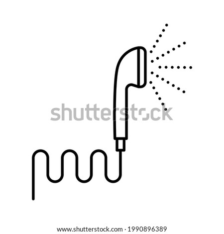 thin line shower heads sign. bathroom faucet pictogram. black linear icon of shower room, bathing, hotel services. concept of hygiene and plumbing department of shop, public services, healthcare