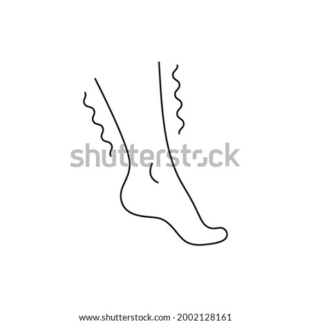 linear black legs with waves. concept of nervous problem pictogram, restless sleep, uncontrollable movement, stress or cramp. simple outline design element for orthopedics office, app or cosmetics