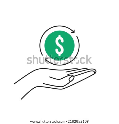thin line instant or easy recurring subscription icon. simple linear stroke design income control sign or payment balance or automatic sale logotype element for web graphic or stock market business