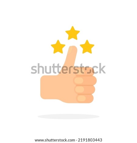 reputation or customer review icon like thumb up. concept of business or company performance and cool job or better work. flat thumbsup logotype design element or web graphic isolated on white