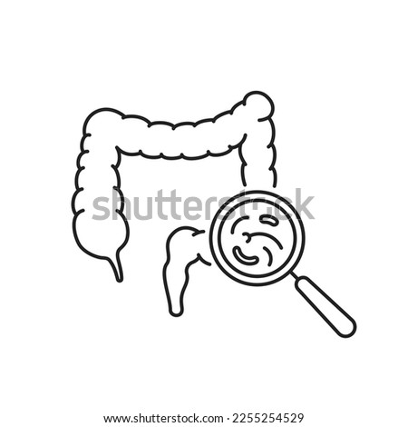 thin line research or studying intestinal tract icon. outline graphic web element trend modern microbiota logotype isolated on white. concept of human internal organ design for easy digestion of food