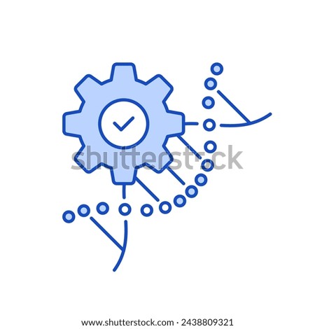 dna helix sequencing with gear icon. design outline element for graphic. human life evolution or cell structure and chemistry model deoxyribonucleic acid or biochemistry technology in medical