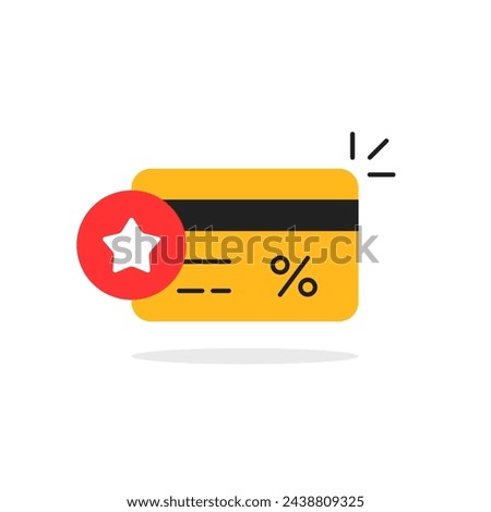 yellow credit card with star icon. premium giftcard symbol for e-commerce or finance and simple sign for abstract graphic design web element for retail