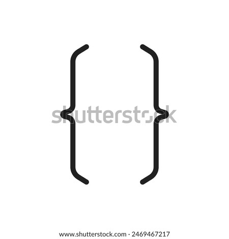 black curly braces icon for text decoration. linear graphic element for minimal web design or internet website. simple symbol for html coding or quotation sign for chat or popup message