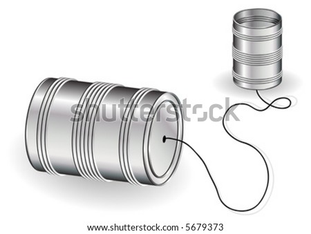 Tin can phone isolated over white background