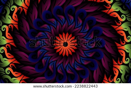 colourful caleidoscope classic gradient flower art pattern of traditional tenun batik ethnic dayak ornament for wallpaper ads background sticker or clothing