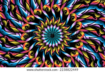 colourful caleidoscope classic gradient flower art pattern of traditional tenun batik ethnic dayak ornament for wallpaper ads background sticker or clothing