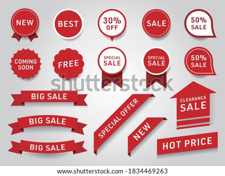 Sticker design of label, ribbon banner, banner web sticker illustration