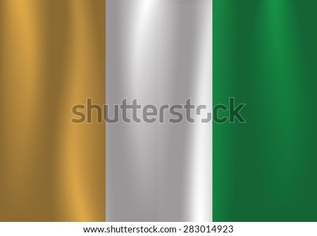 Waving flag of Ivory Coast, vector, satin