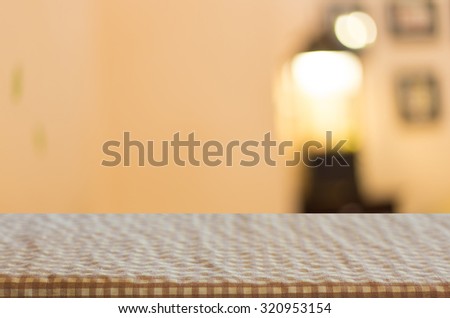 Checkered table cloth on empty table for Your photomontage or product display