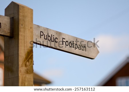 Public Footpath sign with direction arrow