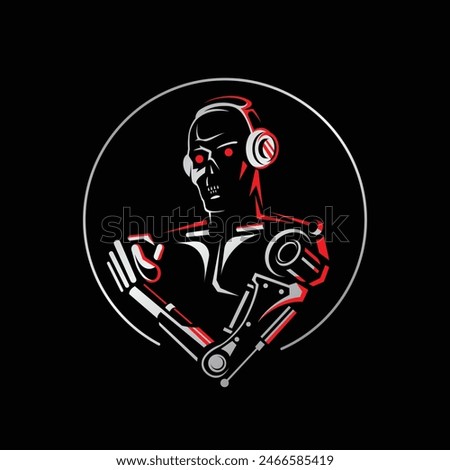 robot headphones abstract modern logo