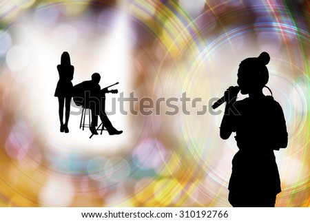 silhouette or shadow of  concept background for singing learning course or folk song music contest