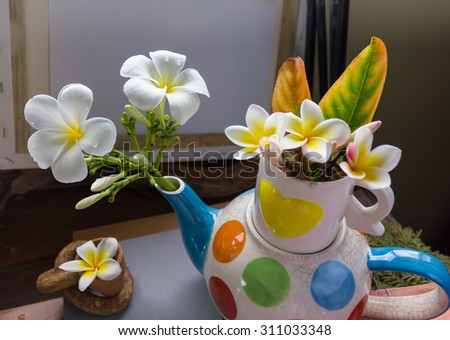 lovely charming aroma flower plumeria in mini boutique style with colourful decoration