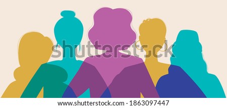 Women silhouette head isolated. Modern feminist vector stock illustration. Concept for equality, international women's day, activism, feminism. Silhouette illustration with feminist women