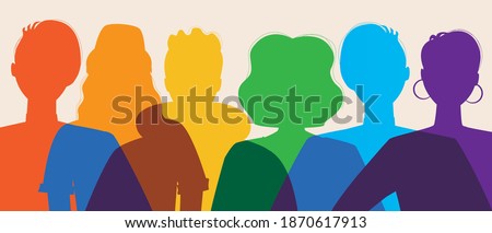 Silhouette of LGBTQ people isolated. Silhouette vector stock illustration. Concept of homosexual, gay community, tolerant LGBTQ society. Lesbians and gays as representatives of LGBT people