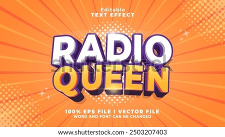 editable radio queen text effect.typhography logo