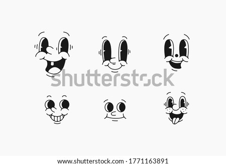 old cartoon mascot character elements. different clipart, faces, limbs. character creator for vintage retro logos and branding. isolated vector illustrations