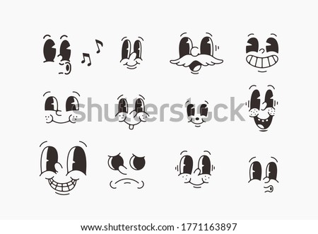 old cartoon mascot character elements. different clipart, faces, limbs. character creator for vintage retro logos and branding. isolated vector illustrations Stock foto © 
