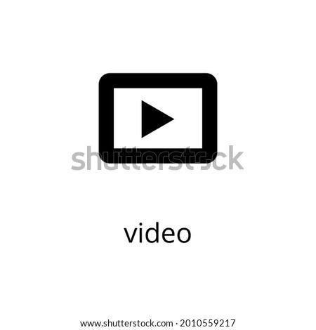 black and white popular vector icon with description, video graphics, replay, play and start, music player