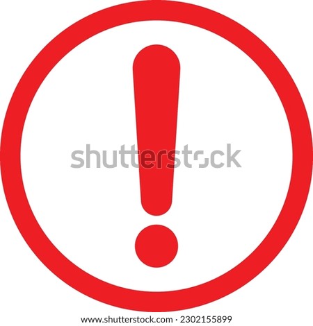 red warning icon vector illustration Isolated on a White Background . hazard warning circle sign with exclamation mark . attention sign