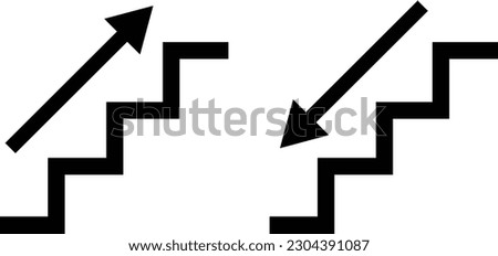 Stairs up and stairs down icon set. Stairs icon upward, downward . Vector illustration 