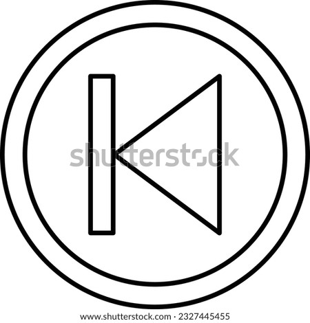 Back track button line icon, outline vector sign isolated on white background . Previous sound symbol. Skip previous button
