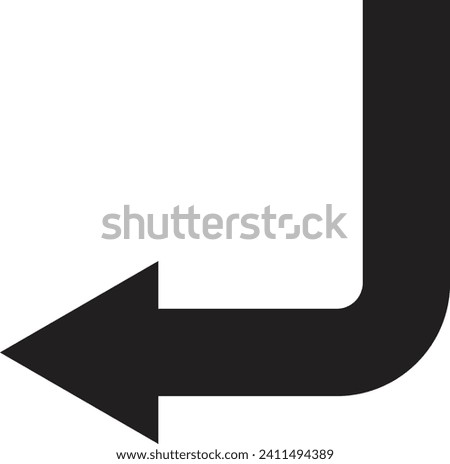 Down left corner arrow icon vector isolated on white background