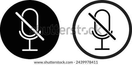 Mic off icon set in two styles . Microphone audio muted icon . Disable Microphone icon vector