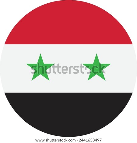 Round Syria flag . Circle flag of Syria isolated on white background . Vector illustration