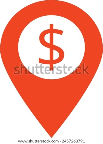 Map pointer with Dollar icon isolated on white background . Bank location symbol vector . Location pin with dollar sign