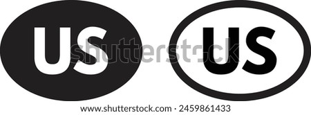 United states code icon set in two styles . United states country abbreviation symbol vector . United States short country name